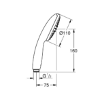 Grohe Tempesta 110 tuš ručica, 1 funkcija tehnicki crtez