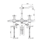 Rosan Brontee baterija sa tri otvora, roma izliv tehnicki crtez