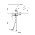 Rosan Brontee baterija za lavabo tehnicki crtez