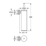 Grohe Essentials wc četka metalni set tehnicki crtez