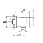 Grohe Euphoria Cube priključak za tuš crevo sa držačem tuša tehnicki crtez