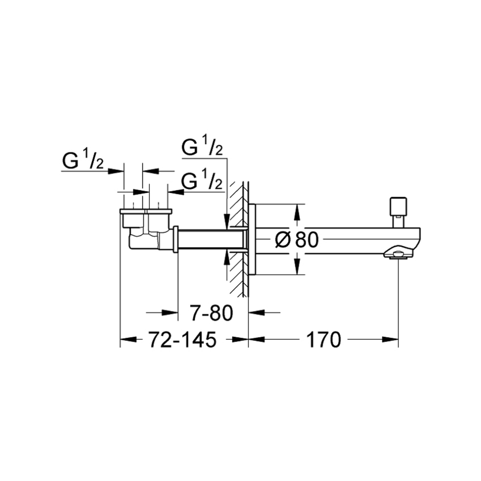 Grohe Eurosmart Cosmopolitan izliv za kadu sa prebacivačem chrome ...