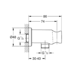 Grohe Rainshower priključak za tuš crevo sa držačem tuša tehnicki crtez