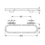 Grohe Selection držač za peškir 60cm tehnicki crtez