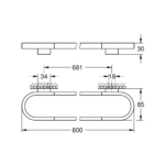 Grohe Selection držač za peškir 80cm tehnicki crtez