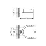 Grohe Selection garderobna dupla kuka hrom tehnicki crtez