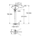 Grohe Essence jednoručna baterija za kadu podna tehnicki crtez