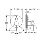 Grohe Essence jednoručna baterija za kadu tehnicki crtez