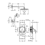 Grohe Eurosmart ugradni tuš set sa Tempestom 250 tehnicki crtez
