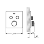 Grohe Grohtherm Smartcontrol termostat za skrivenu ugradnju sa dva izlaza teh. crtez