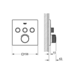 Grohe Grohtherm Smartcontrol termostat za skrivenu ugradnju sa tri izlaza teh.crtez