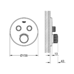 Grohe Grohtherm Smartcontrol termostatski mešač sa dva izlaza teh. crtez