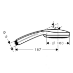 Hansgrohe Croma 100 Multi tuš ručica tehnicki crtez