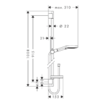 Hansgrohe Raindance Select S tuš set 120 2 JET sa tuš šipkom 90 cm tehnicki crtez