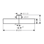 Hansgrohe Rainfinity 250 tuš ruža 1 JET tehnicki crtez