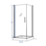 Linni tuš kabina K90 IDEAL 9003 tehnicki crtez