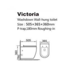 Victoria konzolna WC šolja rimless sa soft close daskom tehnicki crtez