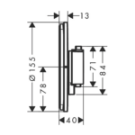 Hansgrohe ShowerSelect Comfort E mešač termostatski za skrivenu ugradnju 2 funkcije tehnicki crtez