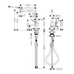 Hansgrohe Talis M54 270 slavina za sudoperu sa izvlačnim tušem tehnicki crtez