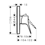 Hansgrohe Vivenis ugradna maska za tuš tehnicki crtez