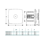 Cata X-Mart Matic Inox ventilator sa tajmerom tehnicki crtez