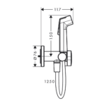 Hansgrohe EcoSmart higijenski tuš za toplu vodu tehnicki crtez
