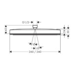 Hansgrohe Pulsify E tuš ruža 260 1JET tehnicki crtez