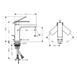 Hansgrohe Tecturis E slavina za lavabo 110 sa podsklopom EcoSmart+ tehnicki crtez