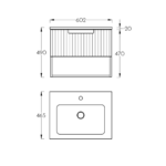 Lavabo sa ormarićem 60 Pino Art Piedra ver tehnicki crtez