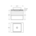 Lavabo sa ormarićem 60 Pino Art Piedra HOR Compact tehnicki crtez