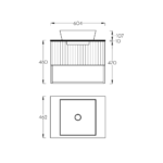 Lavabo sa ormarićem 60 Pino Art Piedra VER Compact tehnicki crtez