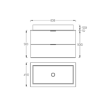 Lavabo sa ormarićem 85 Pino Art Stance Compact tehnicki crtez