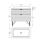 Lavabo sa ormarićem Pino Art 90 Line Compact tehnicki crtez