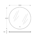 Ogledalo sa led osvetljenjem R90 Pino Art Line tehnicki crtez