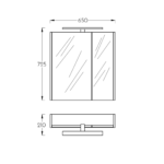 Ogledalo sa ormarićem 65 Pino Art Atria tehnicki crtez