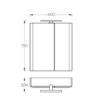 Ogledalo sa ormarićem Pino Art Luxor 60 tehnicki crtez