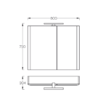 Ogledalo sa ormarićem Pino Art Luxor 80 tehnicki crtez