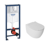 WC šolja Isvea bela vodokotlić Grohe Hrom sjaj okrugli taster