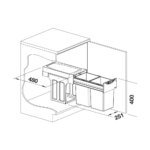 Blanco BOTTON II sistem za odvajanje otpada tehnicki crtez