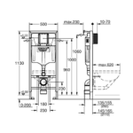 Grohe Rapid Sl ugradni vodokotlić tehnicki crtez