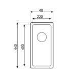 Metalac Ideal 180 jednodelna inox sudopera sa sifonom Ø90 tehnicki crtez