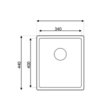 Metalac Ideal 340 jednodelna inox sudopera sa sifonom Ø90 tehnicki crtez