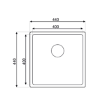 Metalac Ideal 400 jednodelna inox sudopera sa sifonom Ø90 tehnicki crtez