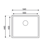 Metalac Ideal 500 jednodelna inox sudopera sa sifonom Ø90 tehnicki crtez
