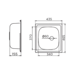Metalac Quadro jednodelna inox sudopera Ø60 kockica tehnicki crtez
