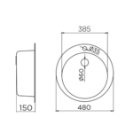 Metalac Venera 480 okrugla inox sudopera Ø60 sa otvorom za bateriju tehnicki crtez Metalac Venera 480 okrugla inox sudopera Ø60 sa otvorom za bateriju tehnicki crtez