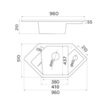Metalac xDiamond granitna sudopera sa sifonom Ø90 tehnicki crtez