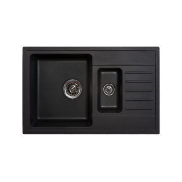 Metalac xQuadro Plus 1.5D granitna sudopera sa sifonom Ø90 Crna