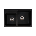 Metalac xQuadro Plus 2D granitna sudopera sa sifonom Ø90 Crna