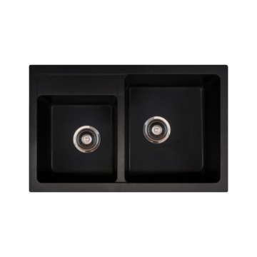 Metalac xQuadro Plus 2D granitna sudopera sa sifonom Ø90 Crna